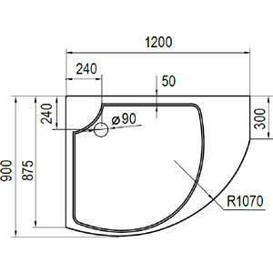 Душевой поддон Cezares Triumph 120x90 правый (TRAY-A-TRIUMPH-RH-120/90-15-W-R)