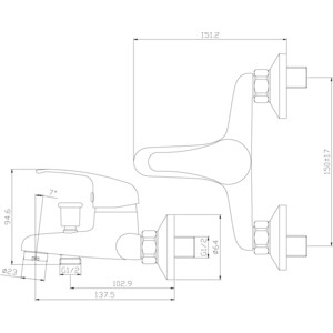 Смеситель для ванны Rossinka Silvermix с душем, хром (Y35-31)