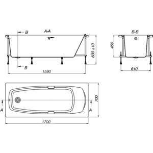 Акриловая ванна Roca Sureste 170х70 с отверстиями под ручки (ZRU9302769)