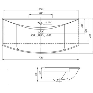 Раковина мебельная KIROVIT Стиль 105 (4620008197340)