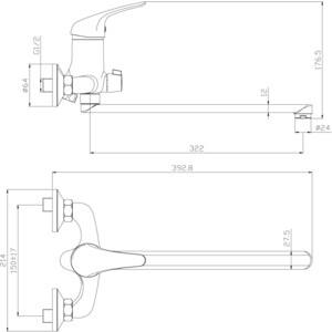 Смеситель для ванны Rossinka Silvermix с душем, хром (Y40-32)