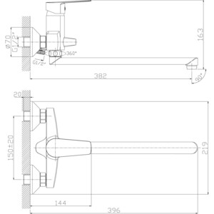 Смеситель для ванны Rossinka Silvermix с душем, хром (S35-33)