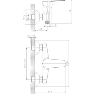 Смеситель для душа Rossinka Silvermix с душем, хром (S35-41)
