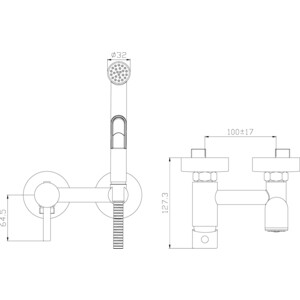 Гигиенический душ Rossinka Silvermix с гигиенической лейкой, хром (X25-52)