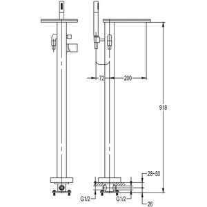 Смеситель для ванны Cezares Cascado с ручным душем, хром (CASCADO-F-VDP-01)