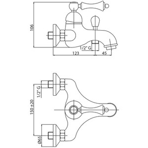 Смеситель для ванны Cezares Margot бронза (MARGOT-VM-02-Bi)