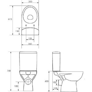 Унитаз-компакт безободковый Cersanit Parva New Clean ON с сиденьем микролифт (S-KO-PA011-3/6-COn-DL-w/61279)
