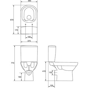 Унитаз-компакт безободковый Cersanit City New Clean ON с сиденьем микролифт Slim (S-KO-CIT011-3/5-COn-S-DL-w)