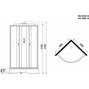 Душевая кабина Niagara NG-3302-14 100х100х215