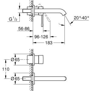 Смеситель для раковины Grohe Essence+ на 2 отверстия, для 23571 (19408001)