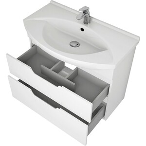 Тумба под раковину Dreja Laguna Plus 85 с ящиками, белый глянец (99.0107)