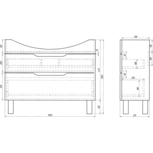 Тумба под раковину Dreja Laguna Plus 105 с ящиками, белый глянец (99.0108)