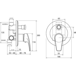 Смеситель для ванны Ravak Neo NO 061.00 встраиваемый (X070020)