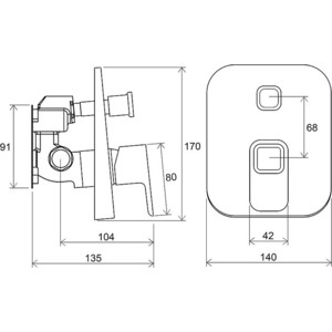 Смеситель для ванны Ravak 10 TD 065.00 встраиваемый для X070052 (X070070)