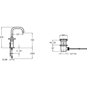 Комплект смесителей Jacob Delafon Purist для раковины, ванны, с душем, хром (E14589-4A-CP, E14594-3-CP)