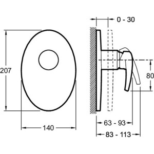 Смеситель для душа Jacob Delafon Panache встраиваемый, для механизма 98699D-NF, хром (E98704-CP)
