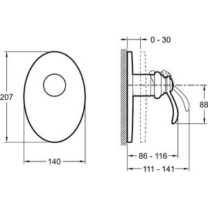 Смеситель для душа Jacob Delafon Fairfax встраиваемый, для механизма 98699D-NF, хром (E98710-CP)