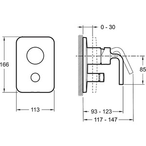 Смеситель для ванны Jacob Delafon Purist встраиваемый, для механизма 98699D, хром (E98721-CP)