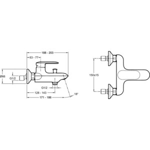 Смеситель для ванны Jacob Delafon Kumin хром (E99460-CP)