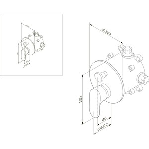 Смеситель для ванны Am.Pm Like встраиваемый, для механизма F100100, хром (F8085000)