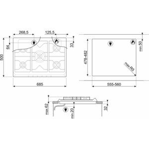 Газовая варочная панель Smeg SR775PO