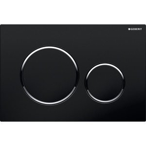 Кнопка смыва Geberit Sigma 20 черный, декоративные кольца хром (115.882.KM.1)