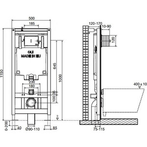 Инсталляция для унитаза OLI 80 Sanitarblock механическая (300572m)