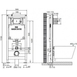 Инсталляция для унитаза OLI 80 Sanitarblock механическая с кнопкой River, хром (300572 + 638504)