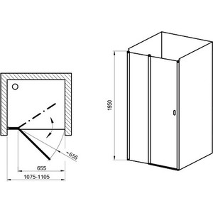 Душевая дверь Ravak Chrome CSD2 110 прозрачная, белый (0QVDC100Z1)