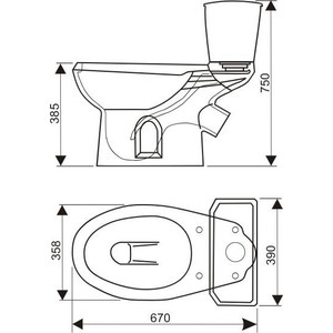 Унитаз-компакт Оскольская керамика Элисса нижняя подводка (43301130202 / 43301110202)