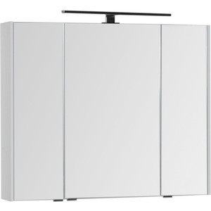 Зеркальный шкаф Aquanet Латина 90 с светильником, белый (179605, 179947)