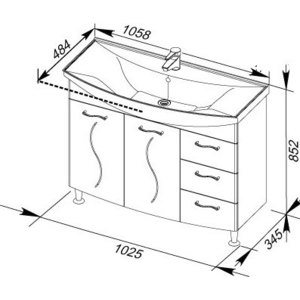 Тумба с раковиной Aquanet Моника 105 белая (186772, 4620008197340)