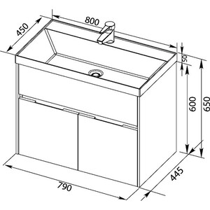 Тумба под раковину Aquanet Латина 80 белая (179638)