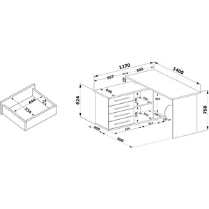 Стол компьютерный СОКОЛ КСТ-109Л дуб сонома/белый