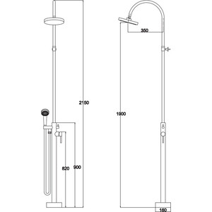 Душевая система Kaiser Merkur напольная, со смесителем, хром (25182)
