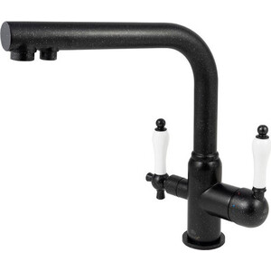 Смеситель для кухни Kaiser Vincent под фильтр, ручки керамика, черный мрамор (31144-2)