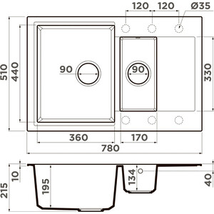 Кухонная мойка Omoikiri Daisen 78-2 SA бежевая (4993417)