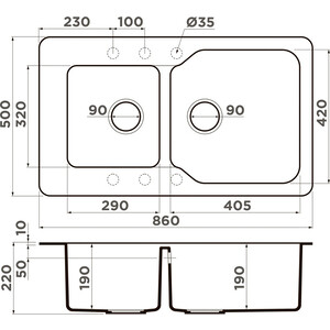 Кухонная мойка Omoikiri Maru 86-2 CH шампань (4993291)