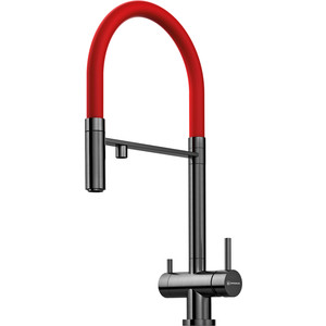 Смеситель для кухни Omoikiri Kanto PVD-GM вороненая сталь/красный (4994013)