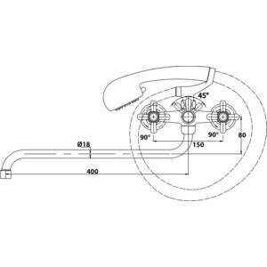 Смеситель для ванны Kaiser Carlson с душем, хром (11055)