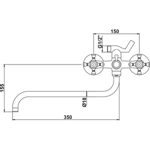 Смеситель для ванны Kaiser Grace хром (11070SH)