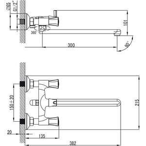 Смеситель для ванны Kaiser Topaz хром (17255)