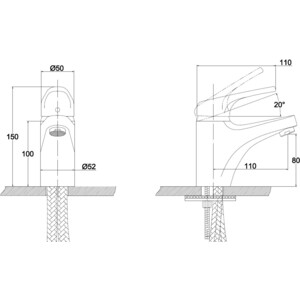 Смеситель для раковины Kaiser County хром (55210/55011)