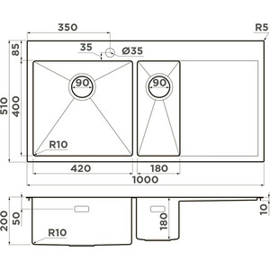 Кухонная мойка Omoikiri Akisame 100-2 LG-L светлое золото (4973089)