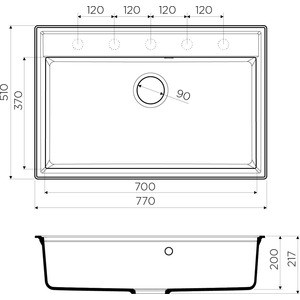 Кухонная мойка Omoikiri Daisen 77 GR leningrad grey (4993628)