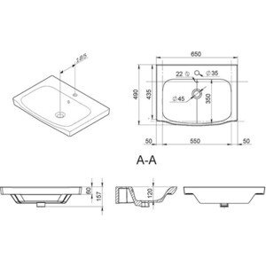Раковина Am.Pm Like 65х49 (M80WCC0652WG)