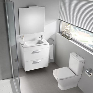 Тумба с раковиной Roca Debba 60 белый глянец (ZRU9302708 + 32799H000)