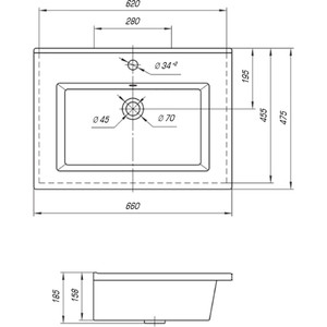 Раковина мебельная KIROVIT Оскар 65 (4640021062203)