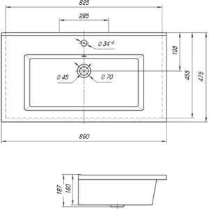 Раковина мебельная KIROVIT Оскар 85 (4640021062227)