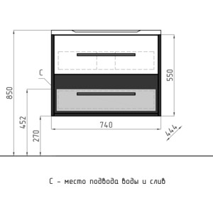 Тумба под раковину Style line Экзотик 75 бетон экзотик, белый глянец (ЛС-00000401)